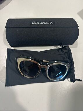 Dolce & Gabbana Black and Silver Cat-Eye Sunglasses